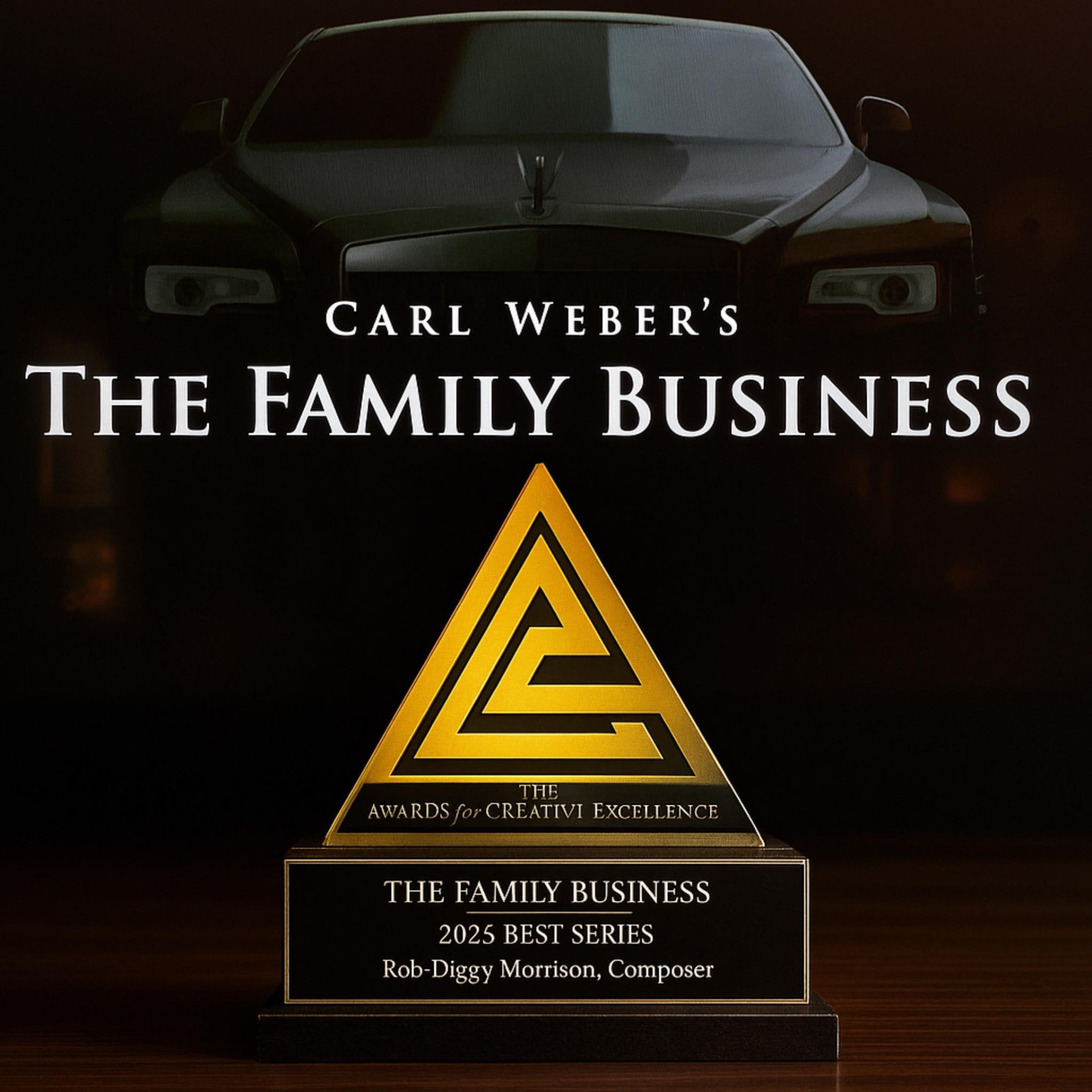 ACE Award trophy for The Family Business, 2025 Best Series, Rob Diggy Morrison composer